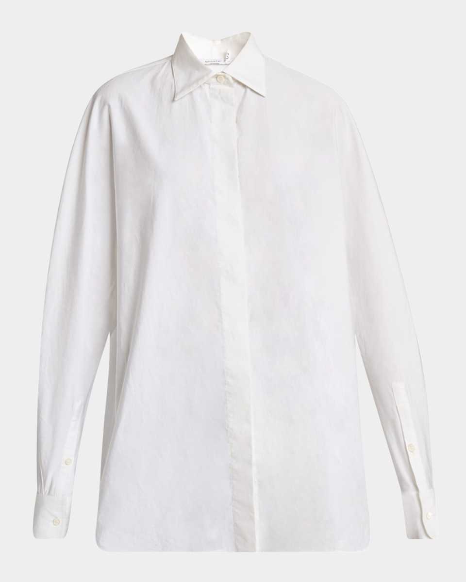 Curved Sleeve Button-Down Cocoon Shirt